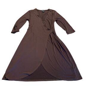 F.L.P. Faith Love & Passion Brown Stretchy Wrap MIDI Wrap Dress
